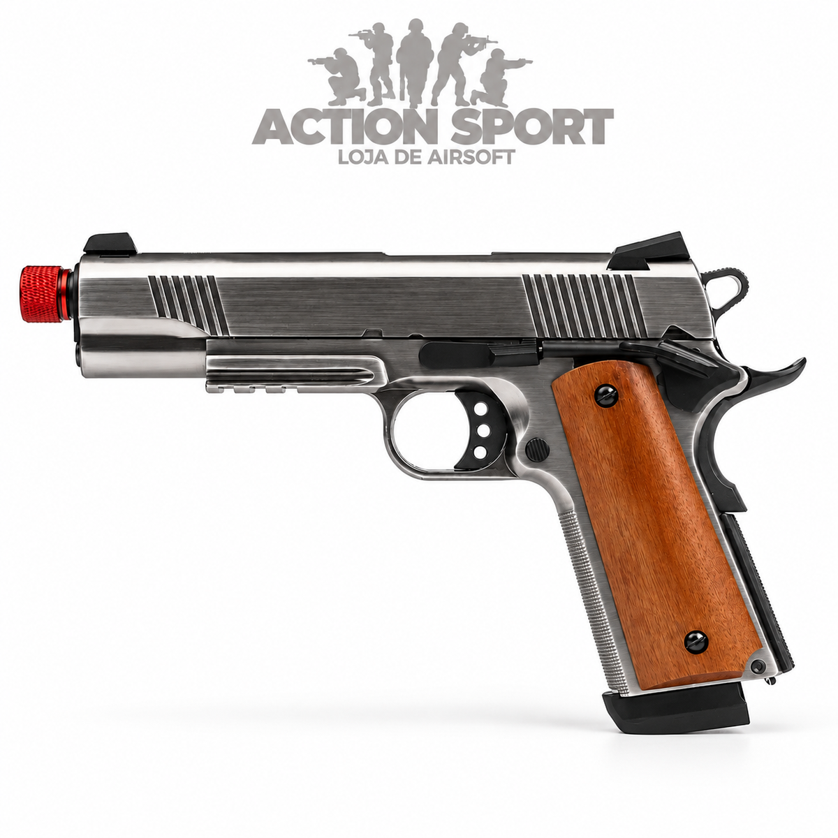 PISTOLA DE AIRSOFT GBB ROSSI 1911 SILVER/WOOD BLOWBACK 6MM
