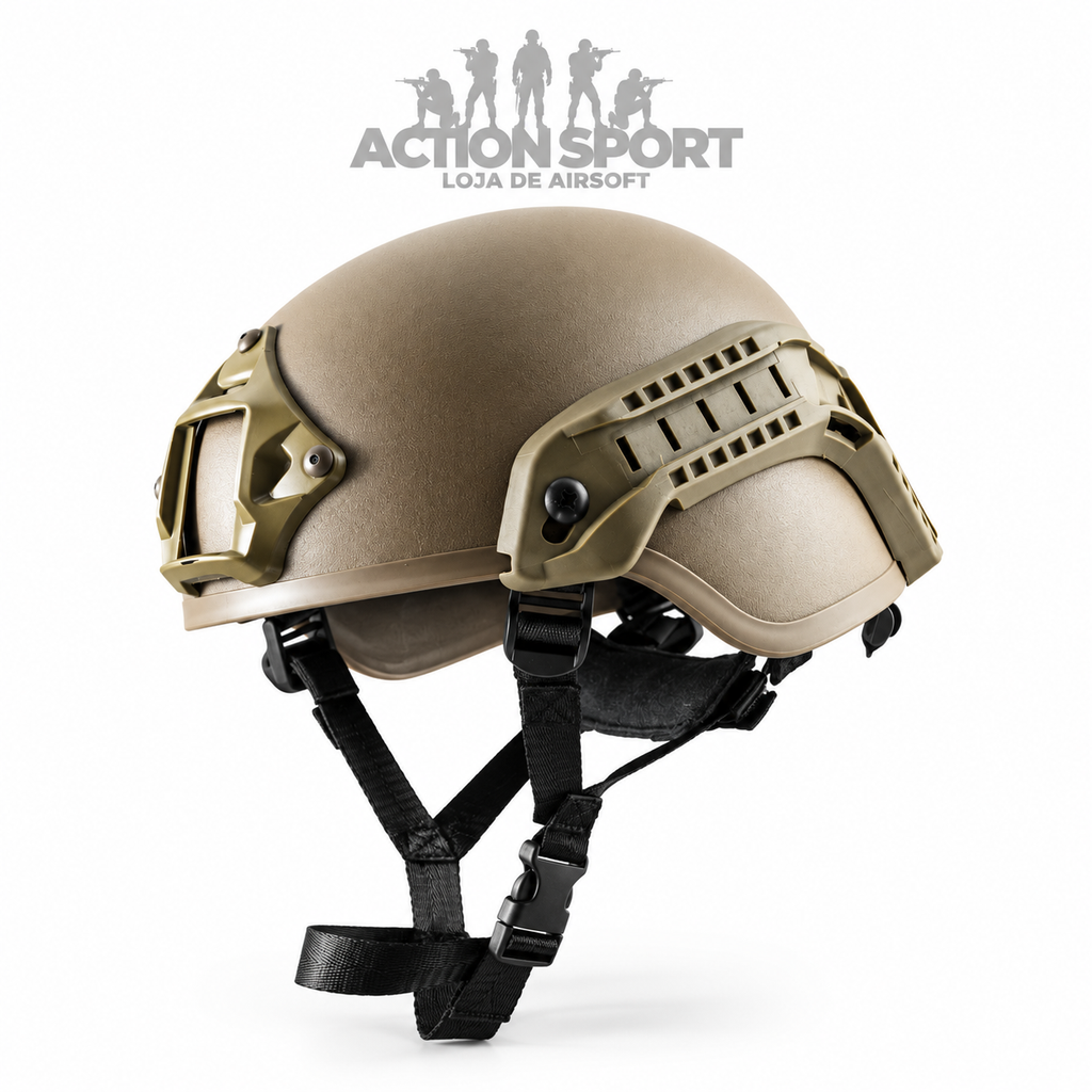 CAPACETE TÁTICO PARA AIRSOFT ROSSI TAN