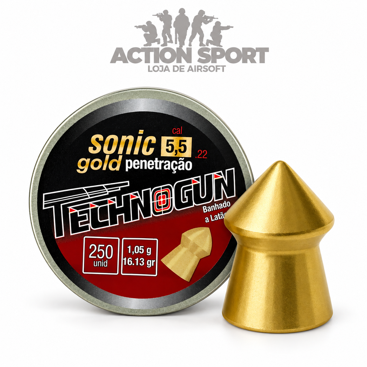 CHUMBINHO TECHNOGUN SONIC GOLD 5,5MM 1,05G (125 UN)