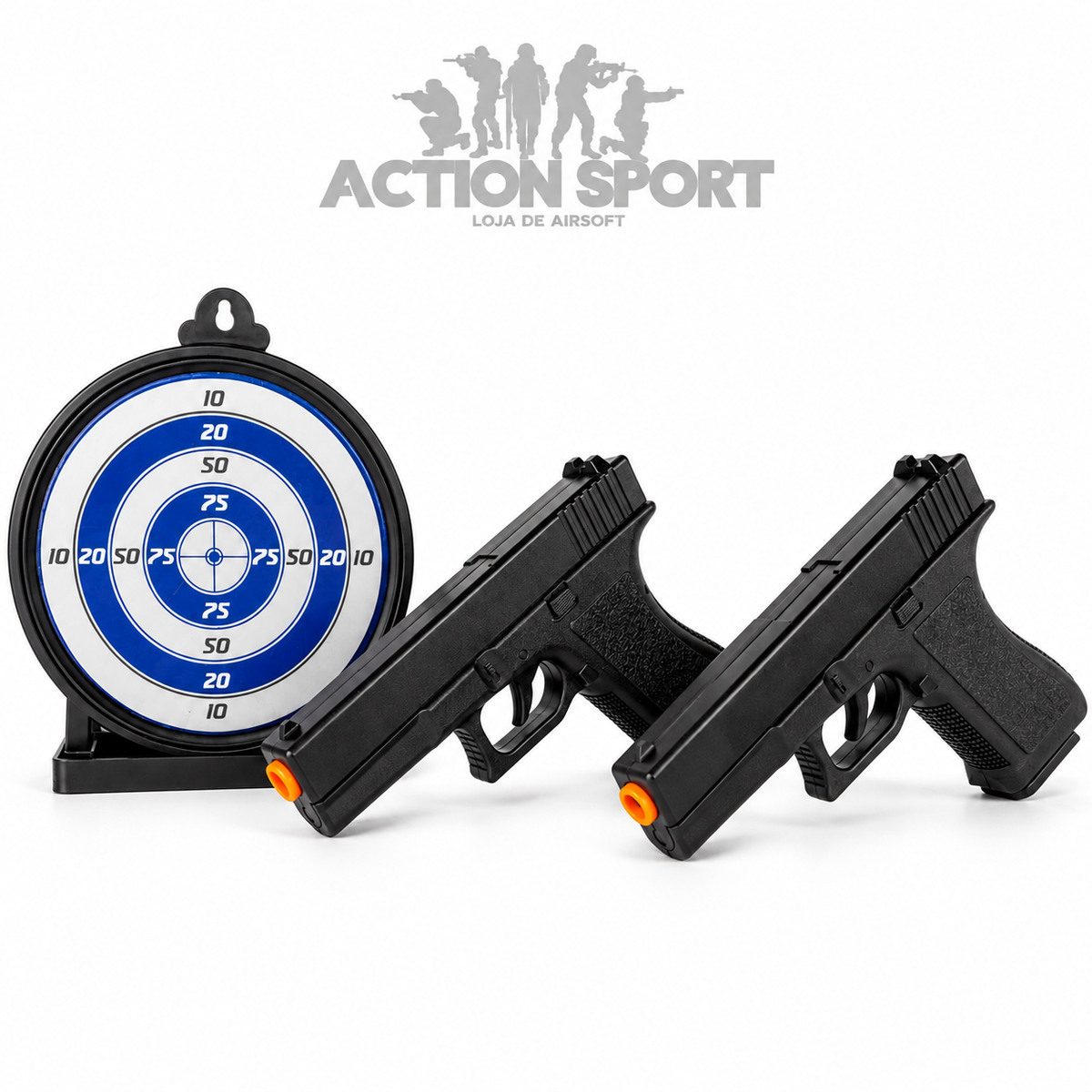 KIT 2 PISTOLAS DE MOLA VIGOR V307 6MM + ALVO GEL