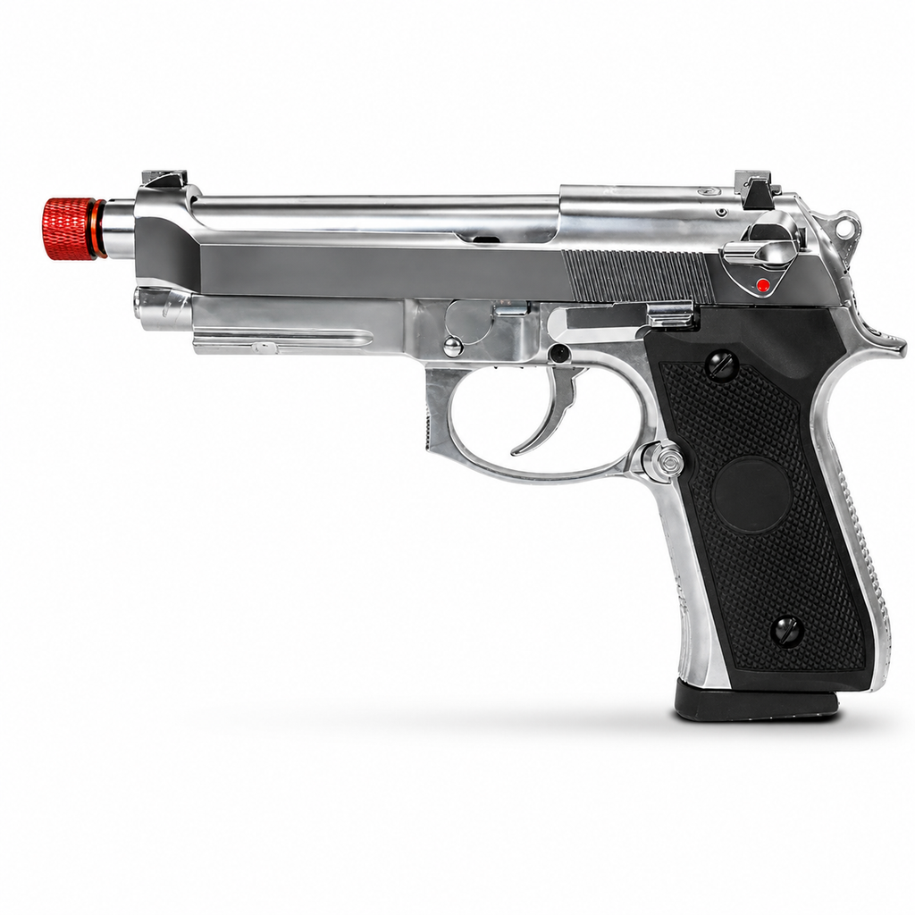 PISTOLA AIRSOFT GREEN GÁS ROSSI M92 SILVER BLOWBACK 6MM