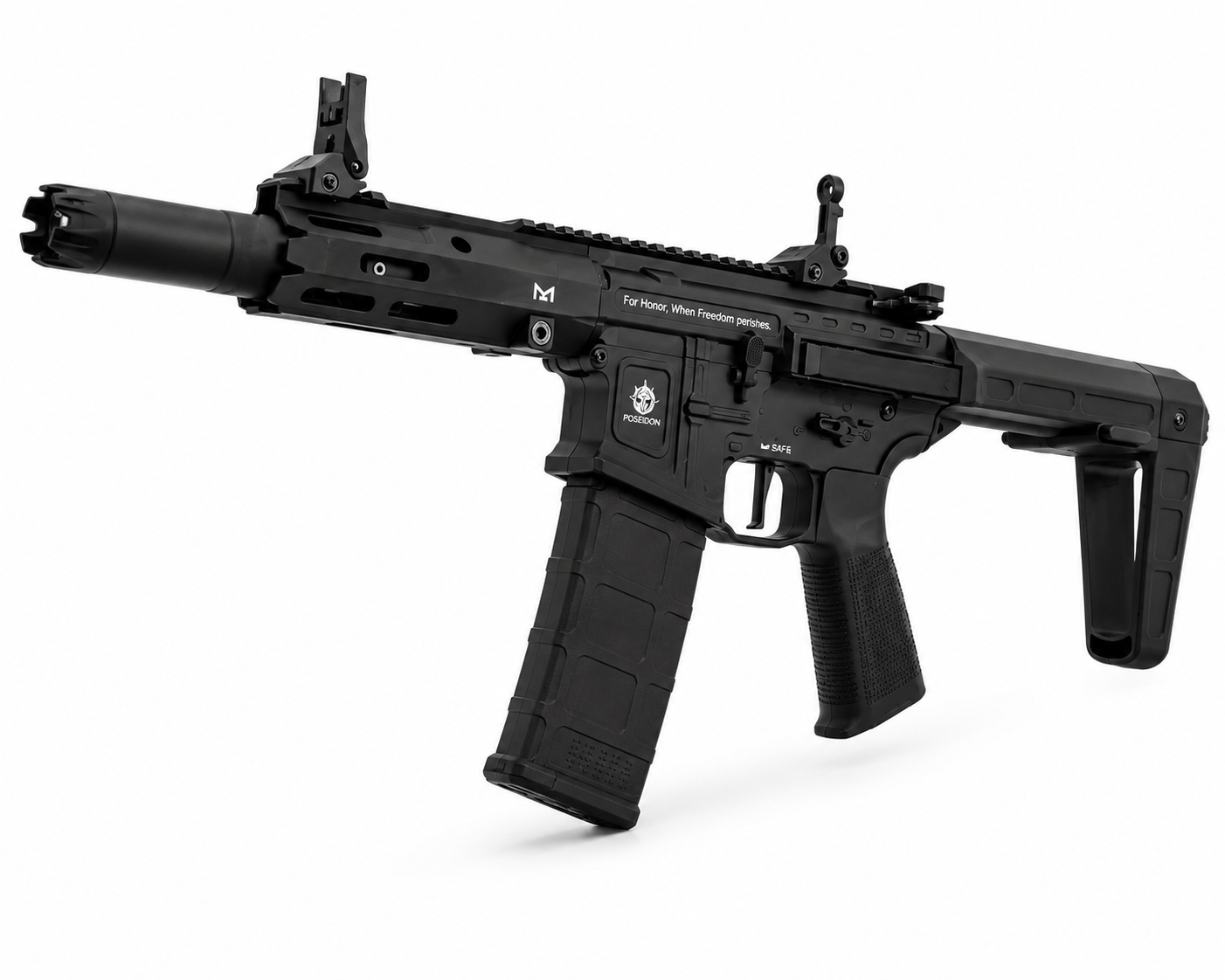 AIRSOFT RIFLE BLACK POSEIDON AEG M4 AVENGER QRF WITH MEDUSA 6MM