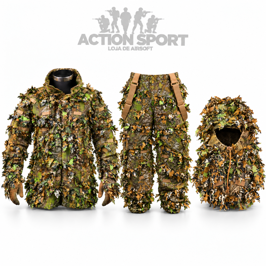 GHILLIE SUIT BLACKWOLF 3D AMBER COMPLETO – JAQUETA, CALÇA E BOONIE
