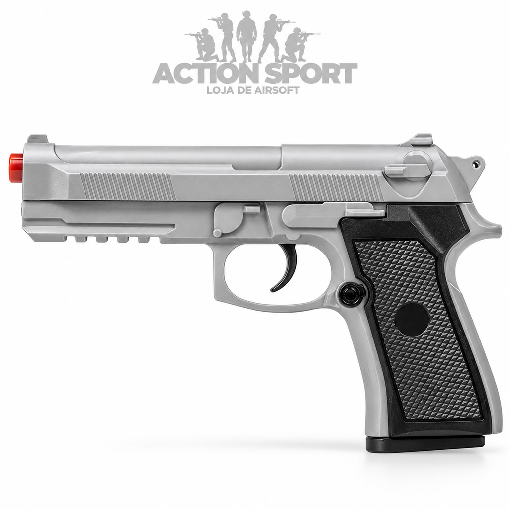 PISTOLA DE AIRSOFT MOLA VG PT92 V21 PRATA 6MM