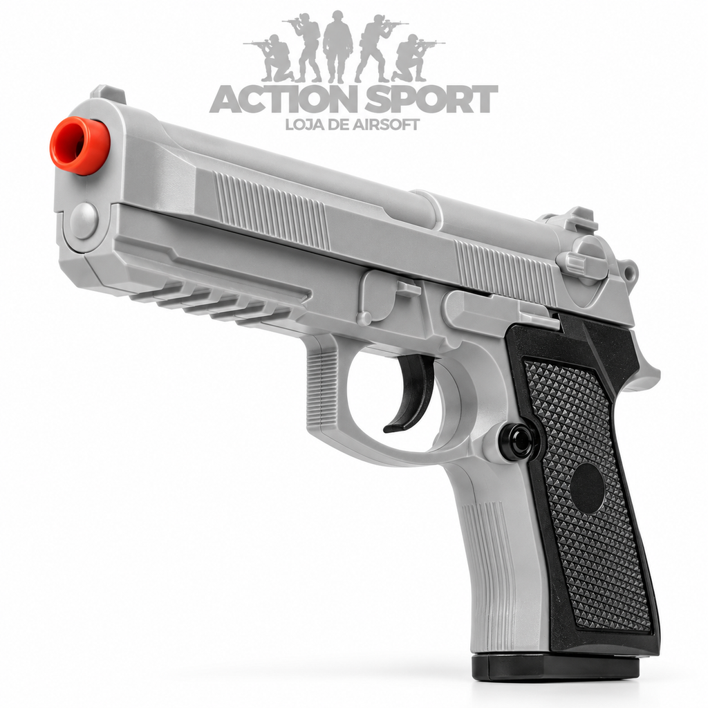 PISTOLA DE AIRSOFT MOLA VG PT92 V21 PRATA 6MM