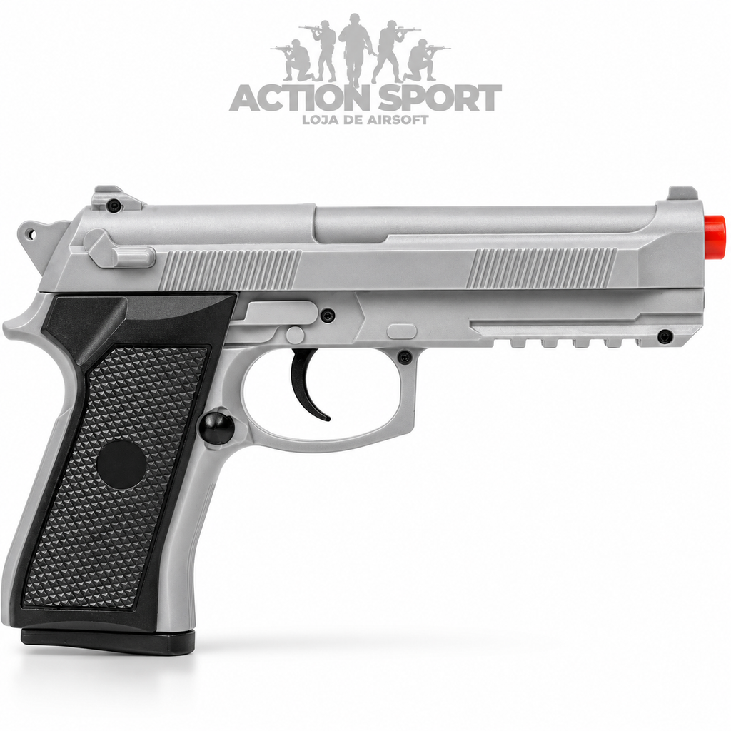 PISTOLA DE AIRSOFT MOLA VG PT92 V21 PRATA 6MM
