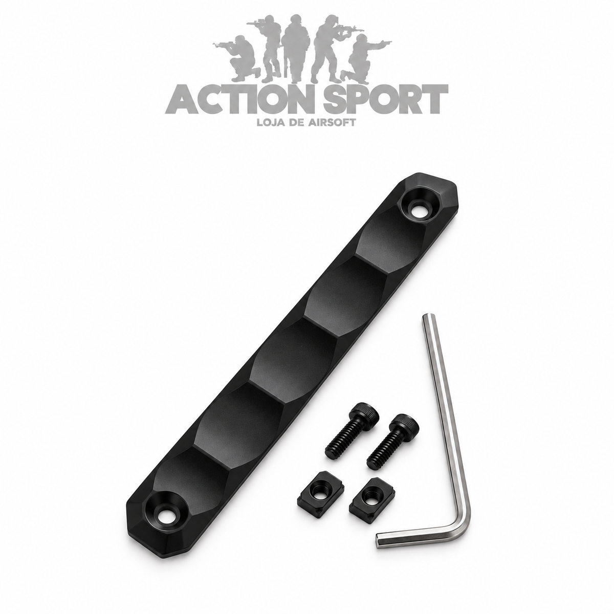 PROTETOR DE TRILHO CNC LONGO PRETO MP (M-LOK E KEYMOD)