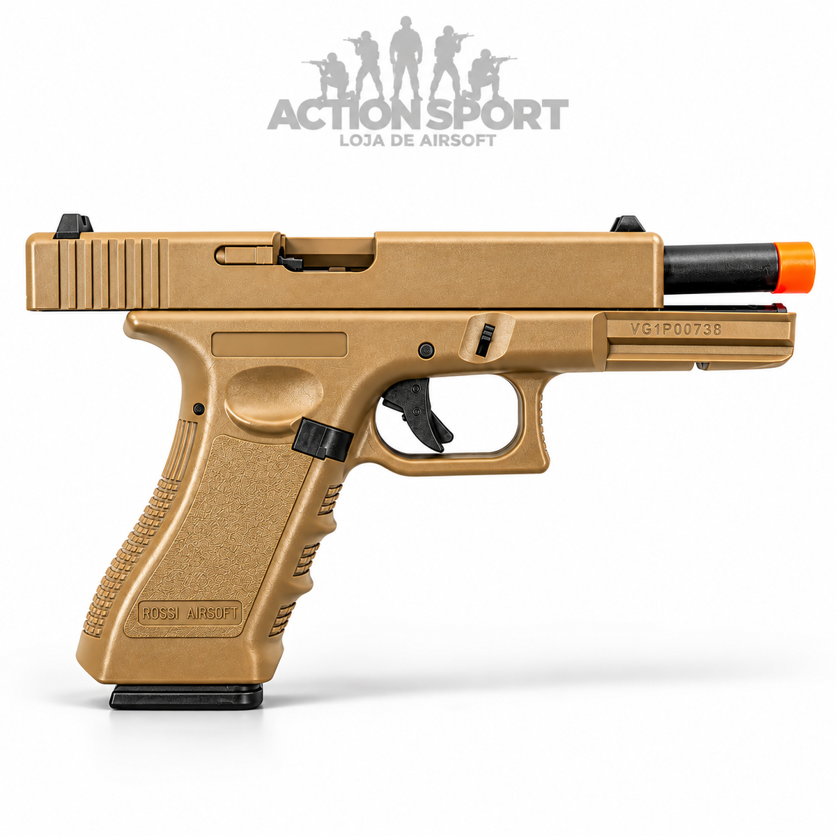 PISTOLA DE AIRSOFT GBB ROSSI GLOCK V17 TAN 6MM