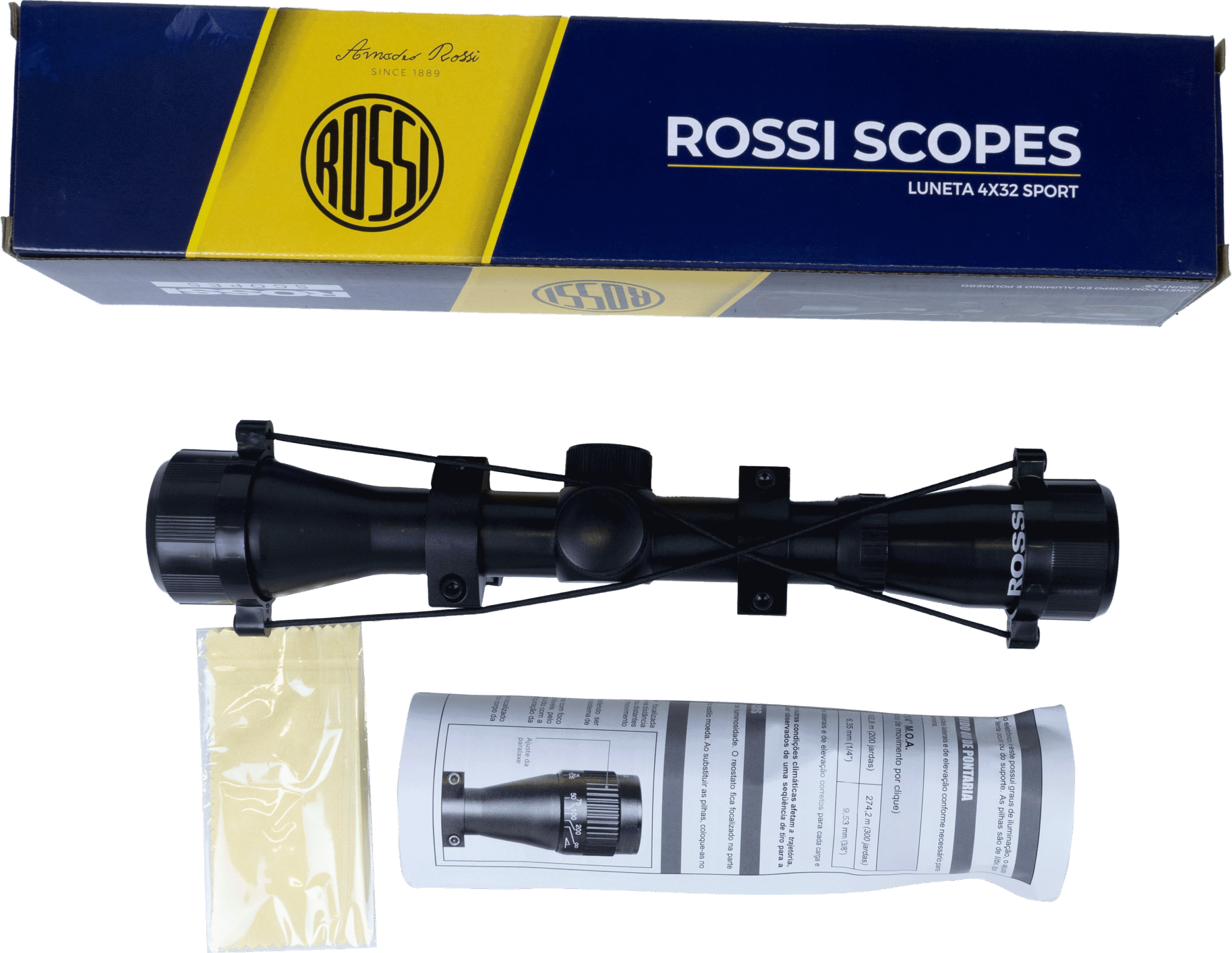 MIRA ÓPTICA LUNETA ROSSI 4X32 MOUNT ALTO (3/8 )
