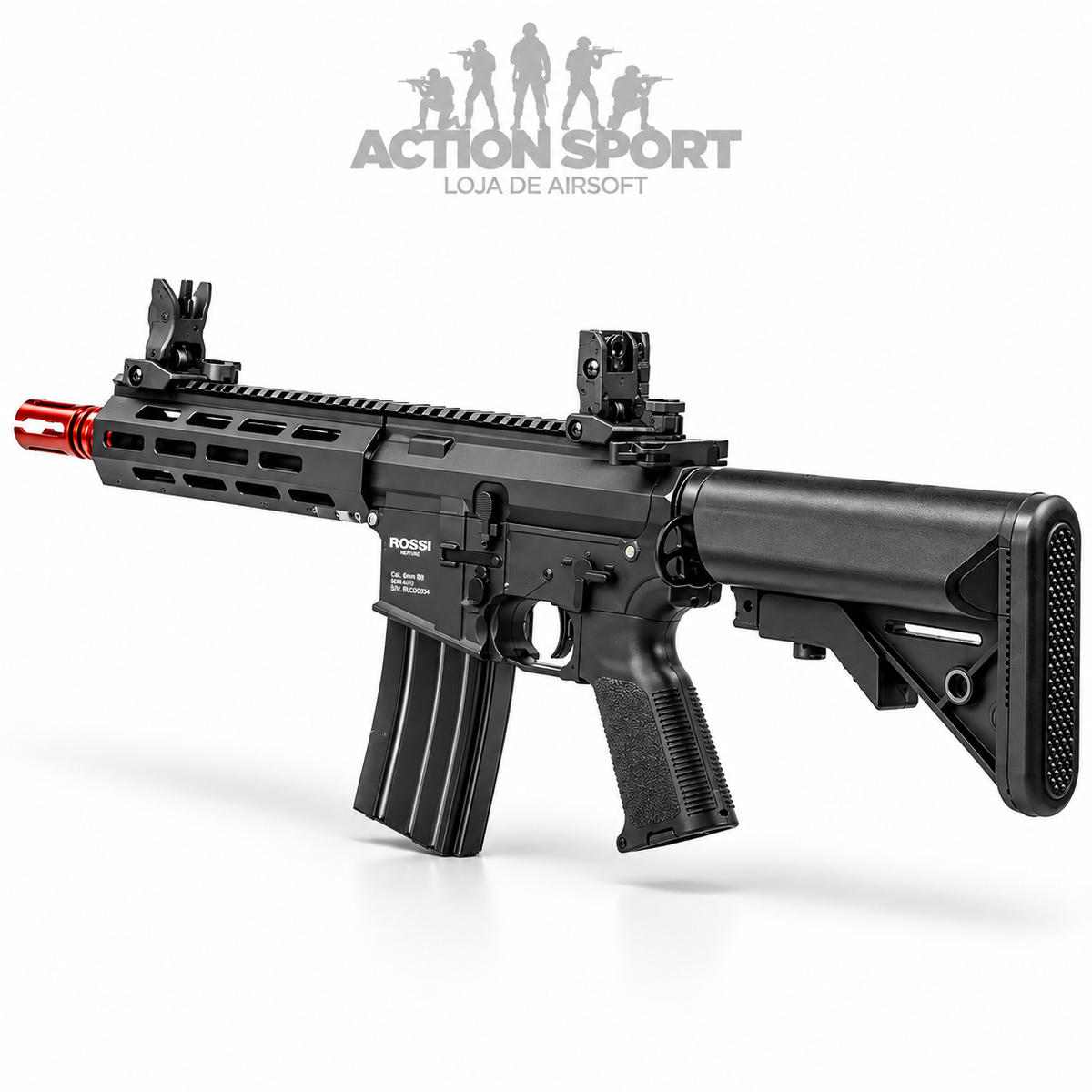 RIFLE DE AIRSOFT ELÉTRICO AR15 ROSSI SENTINEL 8" M-LOK 6MM