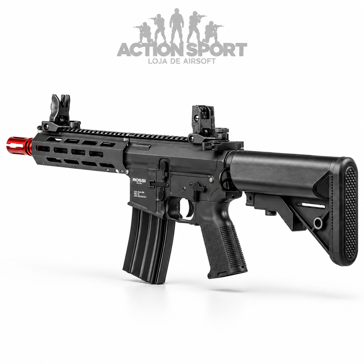 RIFLE DE AIRSOFT ELÉTRICO AR15 ROSSI SENTINEL 8" M-LOK 6MM